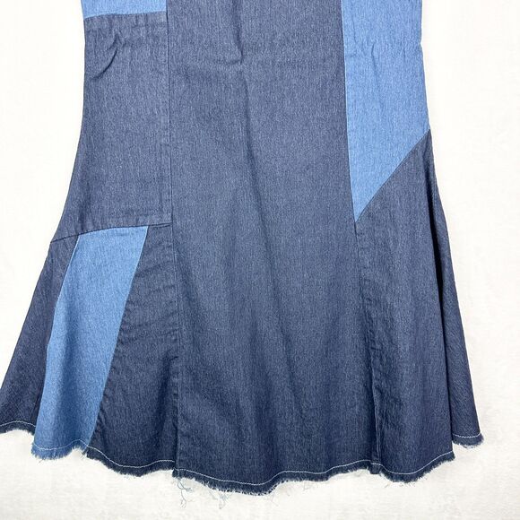 Touch Me Denim Patchwork Strapless Maxi Dress Size Small Stretch Y2K Western - Picture 5 of 7